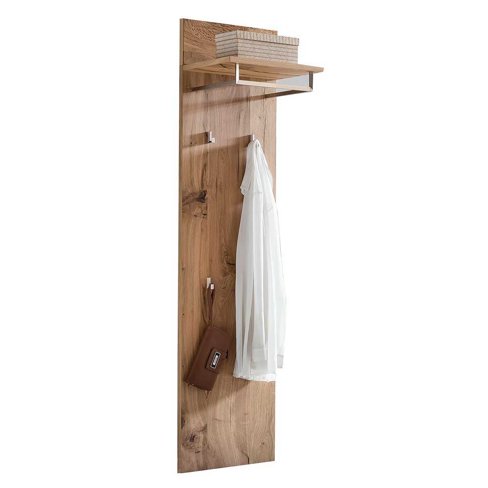 Garderobe Paneel mit Balkeneiche Furnier Macusos mit 4 Haken & Stange & Hutablage