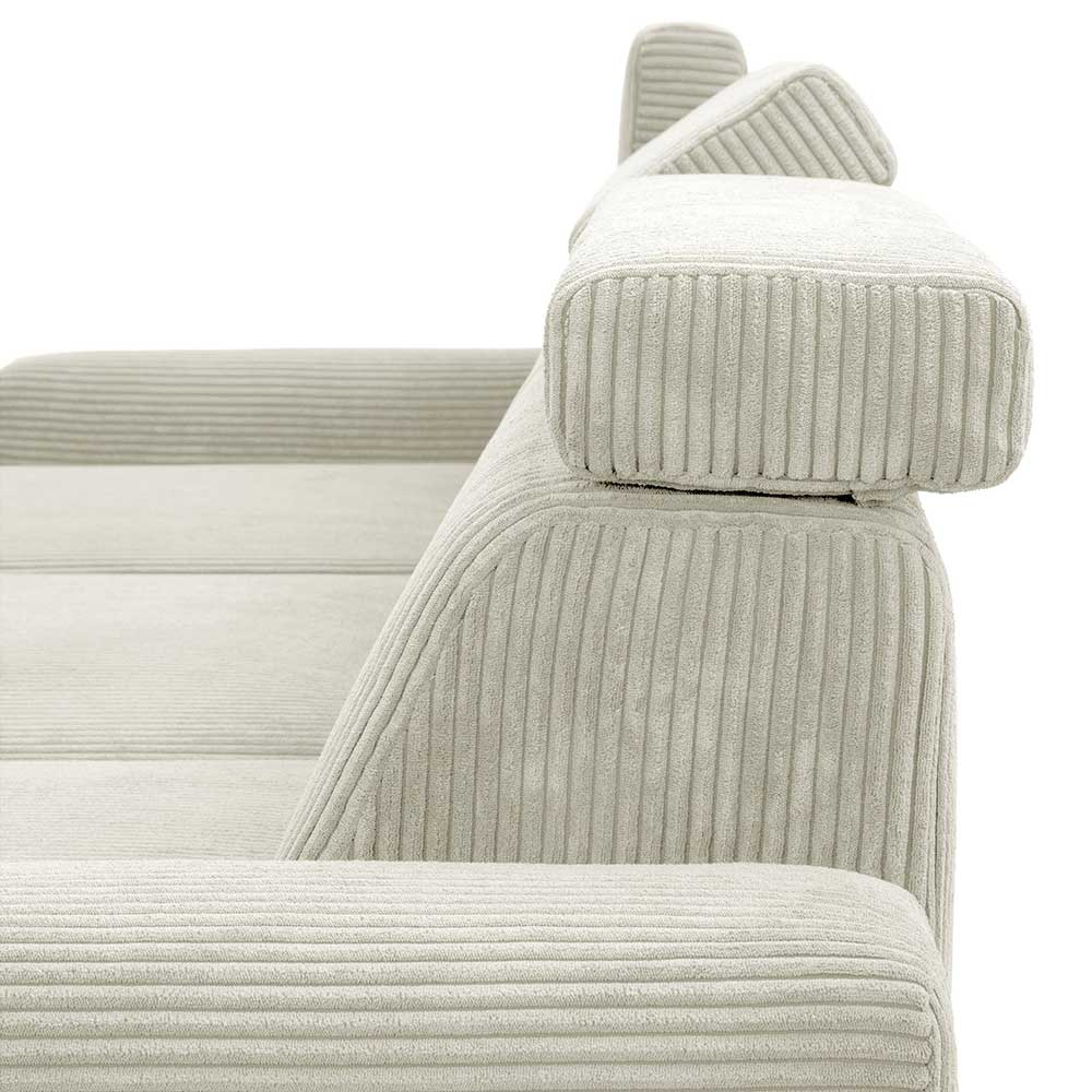 Modernes Ecksofa in Creme Cordbezug - Caldizza