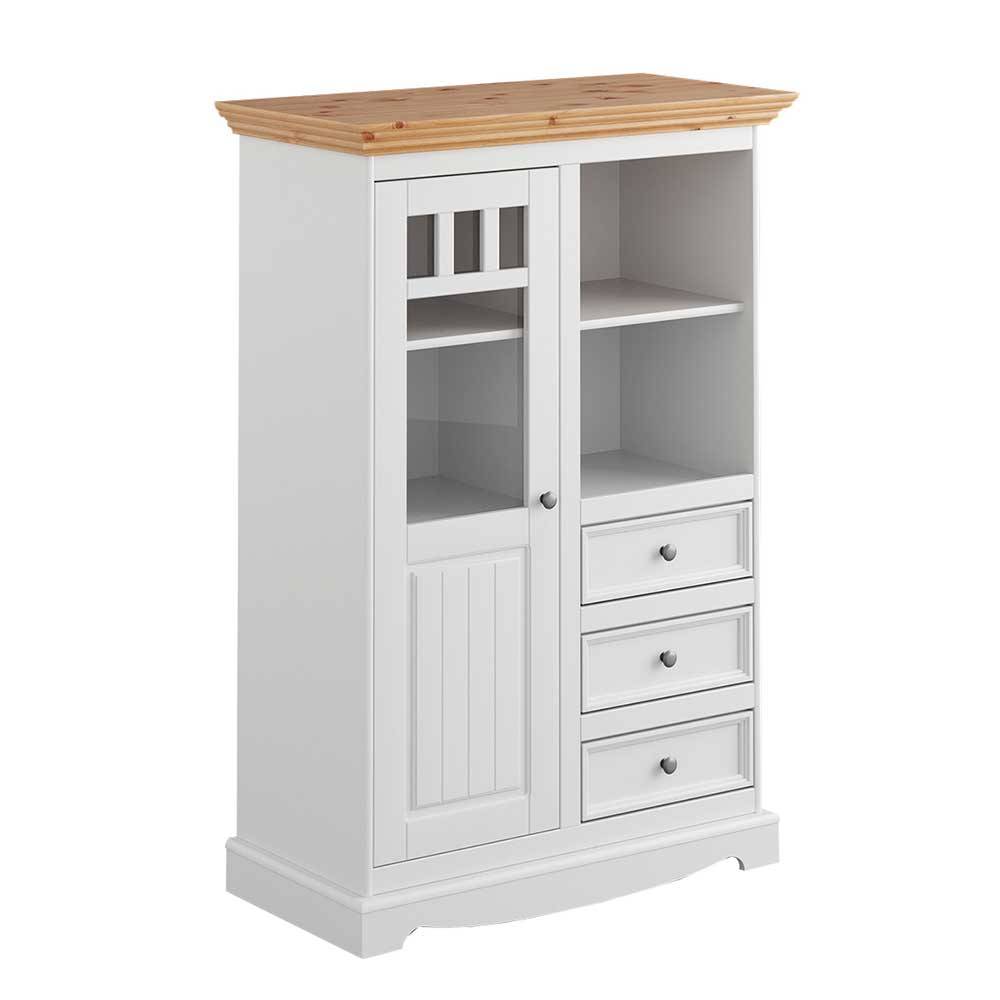 Country Style Highboard in Weiß & Eiche - Vitablo