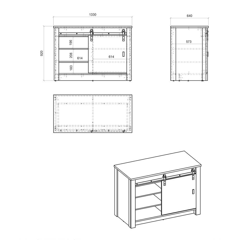 Küchenmöbel in verwitterter Holzoptik - Garisa (dreiteilig)