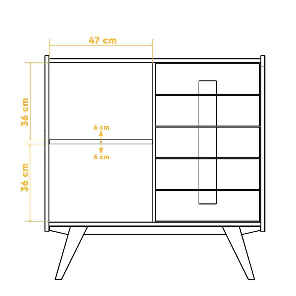 100x105x50 Kombi Kommode im modernen Retro Look - Hardus