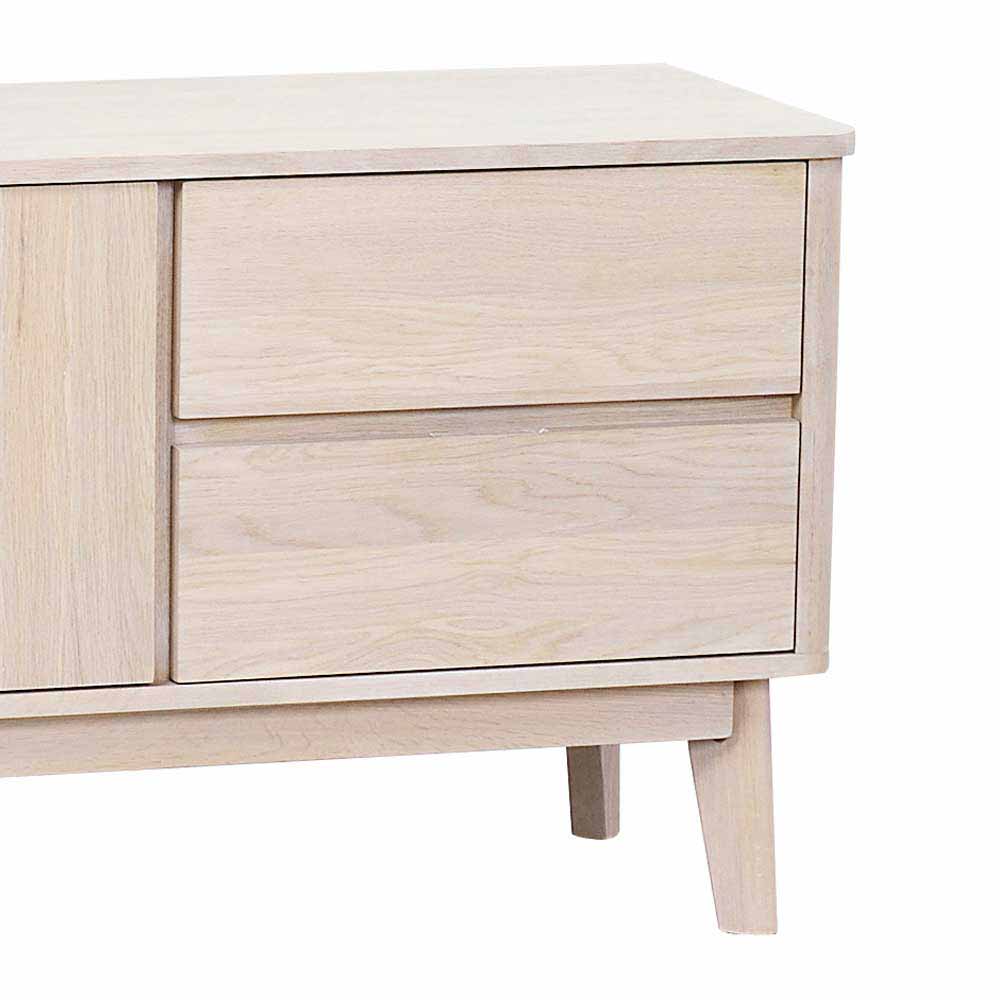 Eiche Massivholz TV Schrank in White Wash - Navassa