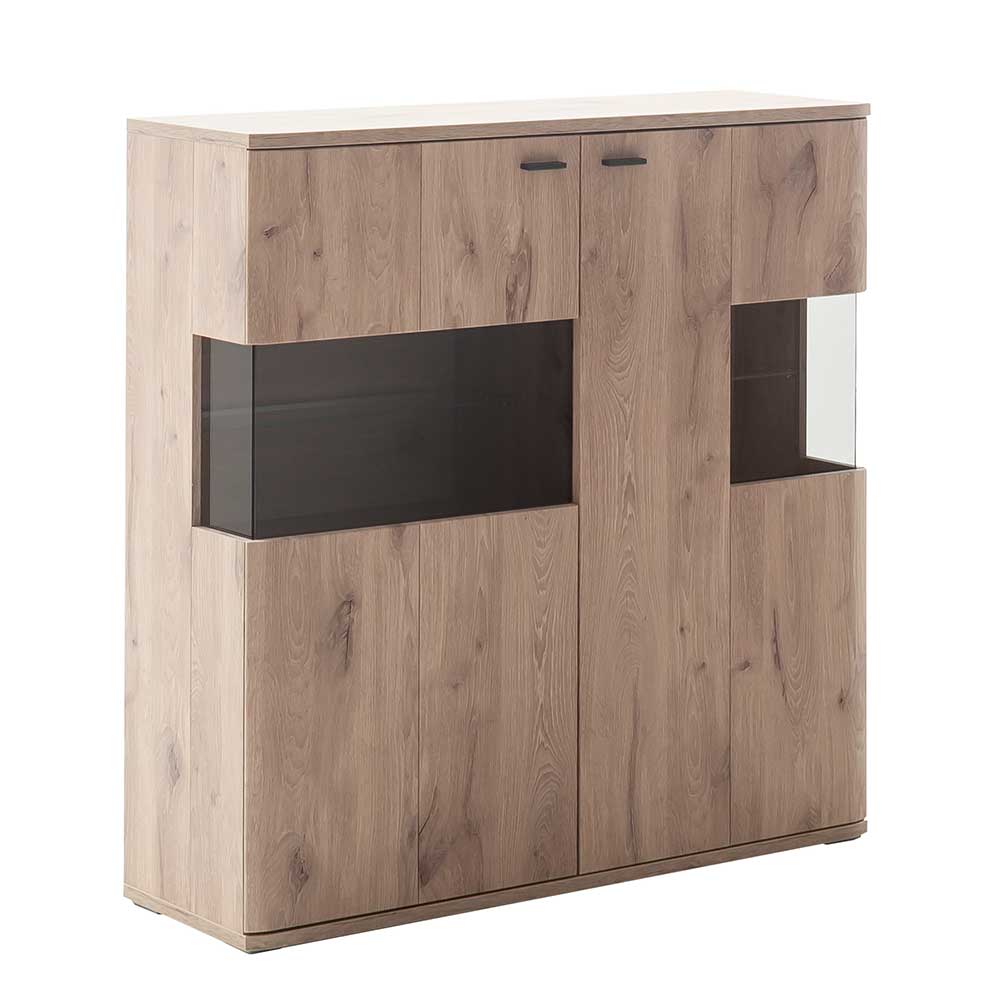 Highboard mit Glaseinsätzen 119x121x37 cm - Comrinaca