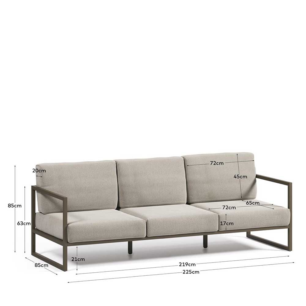 3-Sitzer Gartensofa in Graugrün und Hellgrau - Zaruto