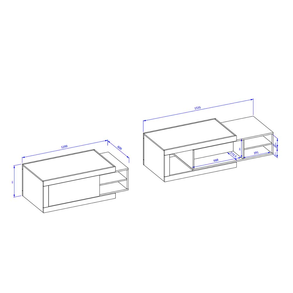 Design Wohnzimmertisch ausziehbar - Milvara