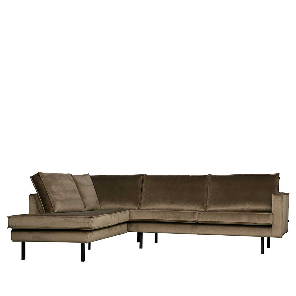 L-Form Wohnzimmer Sofa in Taupe Samt - Museo