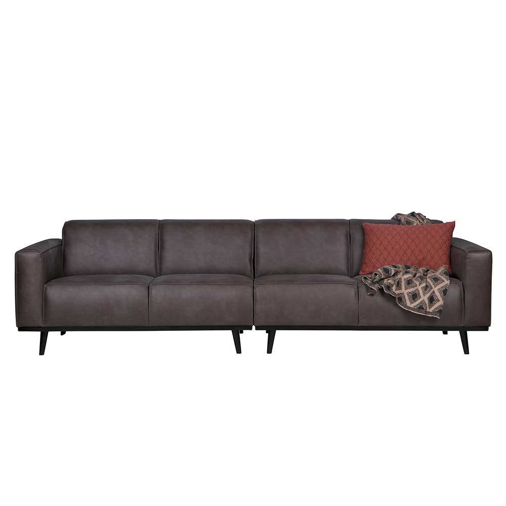 Recyclingleder Couch in Dunkelgrau Ultima 4-Sitzer Retro