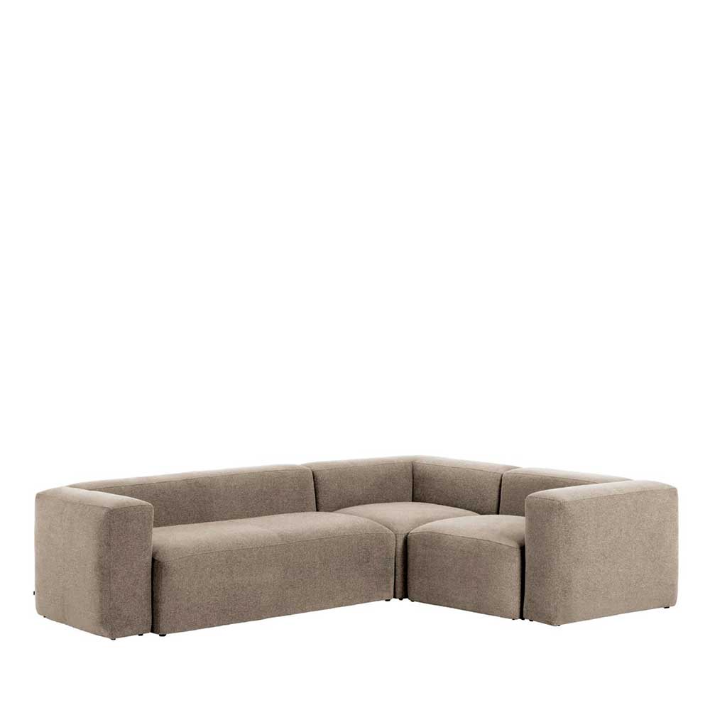 Ecksofa mit Armlehnen in Beige Chenille - Ursela