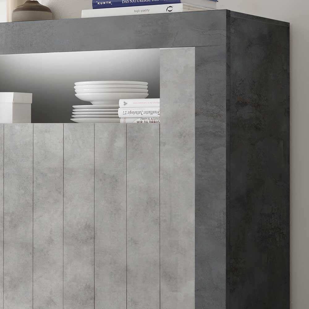 110x144x43 Highboard in Beton Grau Dekor - Beverli