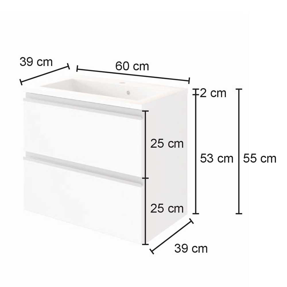 60 cm breiter Waschtisch für Gäste WC - Nitusa