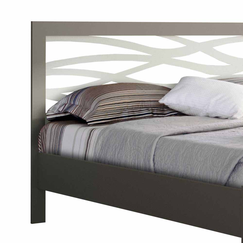 Design Metallbett Tuloca in Grau Weiß