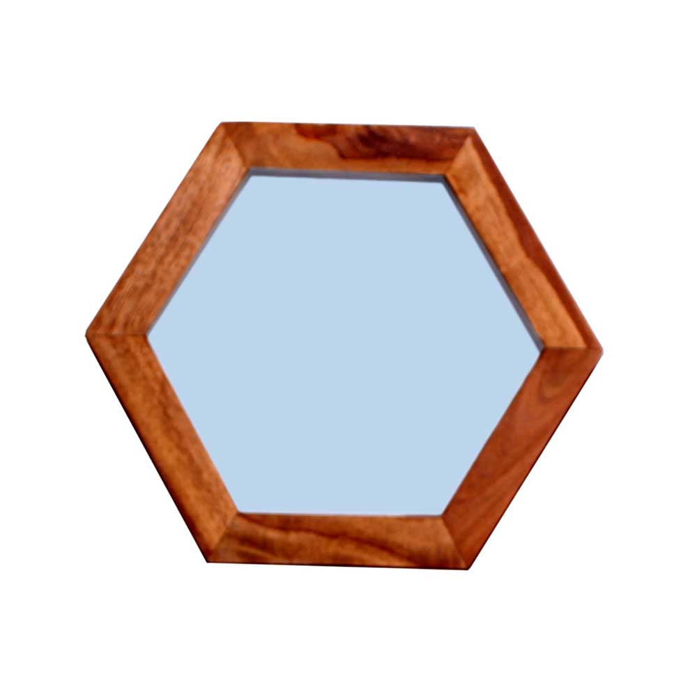 Hexagon Spiegel mit Holzrahmen - Mendoza