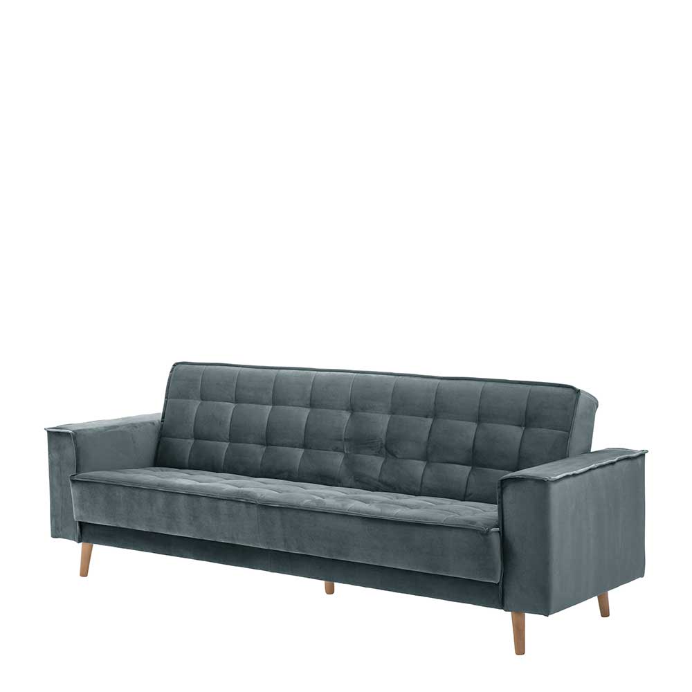 Samtvelours Schlafsofa in Blaugrau - Lymeca