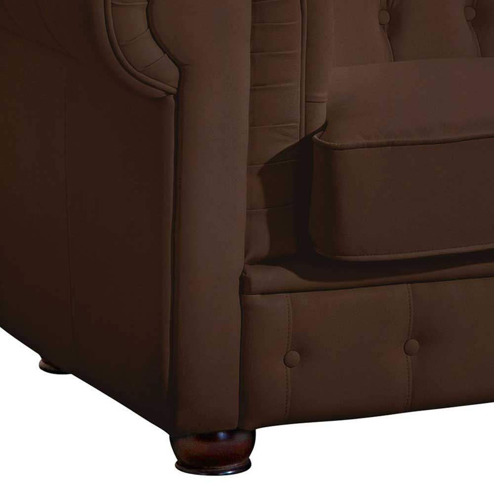 Chesterfield-Sofa in Braun Leder - Cementa