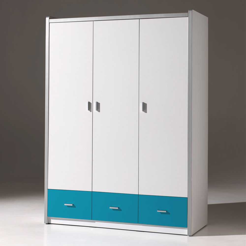 Kleiderschrank Nowy in Weiß-Blau