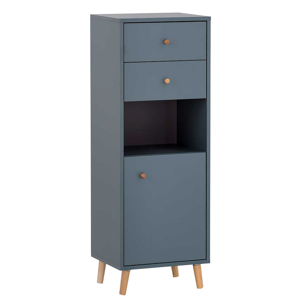 41x114x33 Badschrank in Petrol Blau in Eiche - Matrera