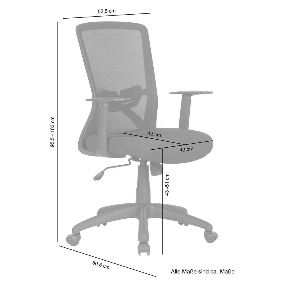 Bürostuhl in Schwarz aus Mesh und Stoff - Suvanica