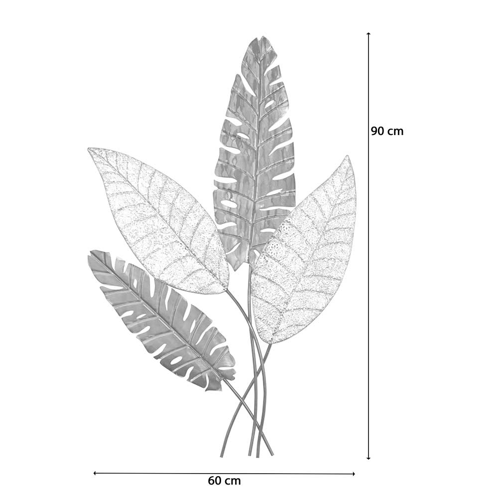 Blätter Wanddekoration in Gold Silber Grau - Kito