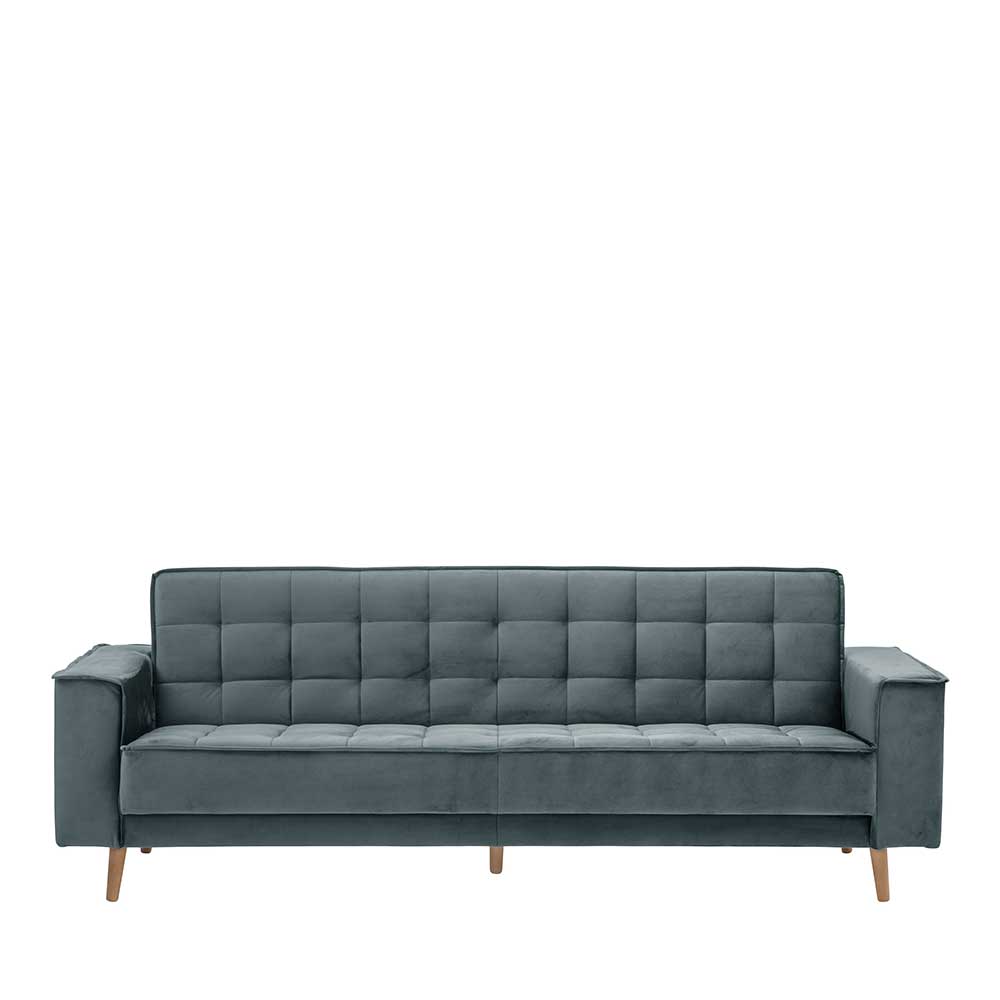 Samtvelours Schlafsofa in Blaugrau - Lymeca