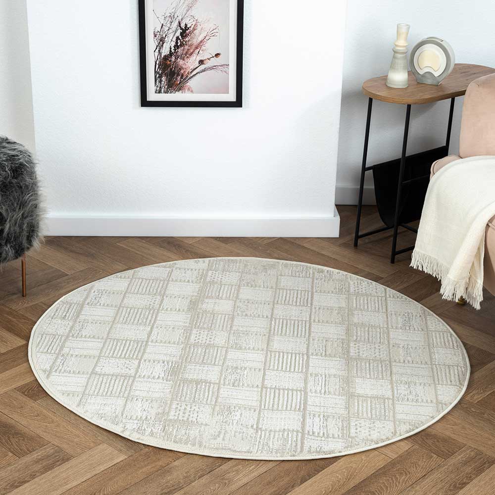 120cm runder Teppich mit kurzem Flor - Taomy