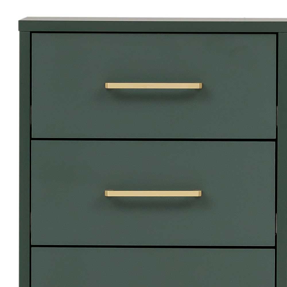 Badezimmer Highboard in Dunkelgrün & Gold - Aqua