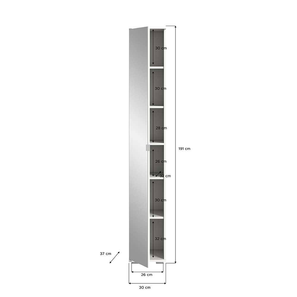 Schmaler Dielenschrank mit Spiegeltür - Rugova