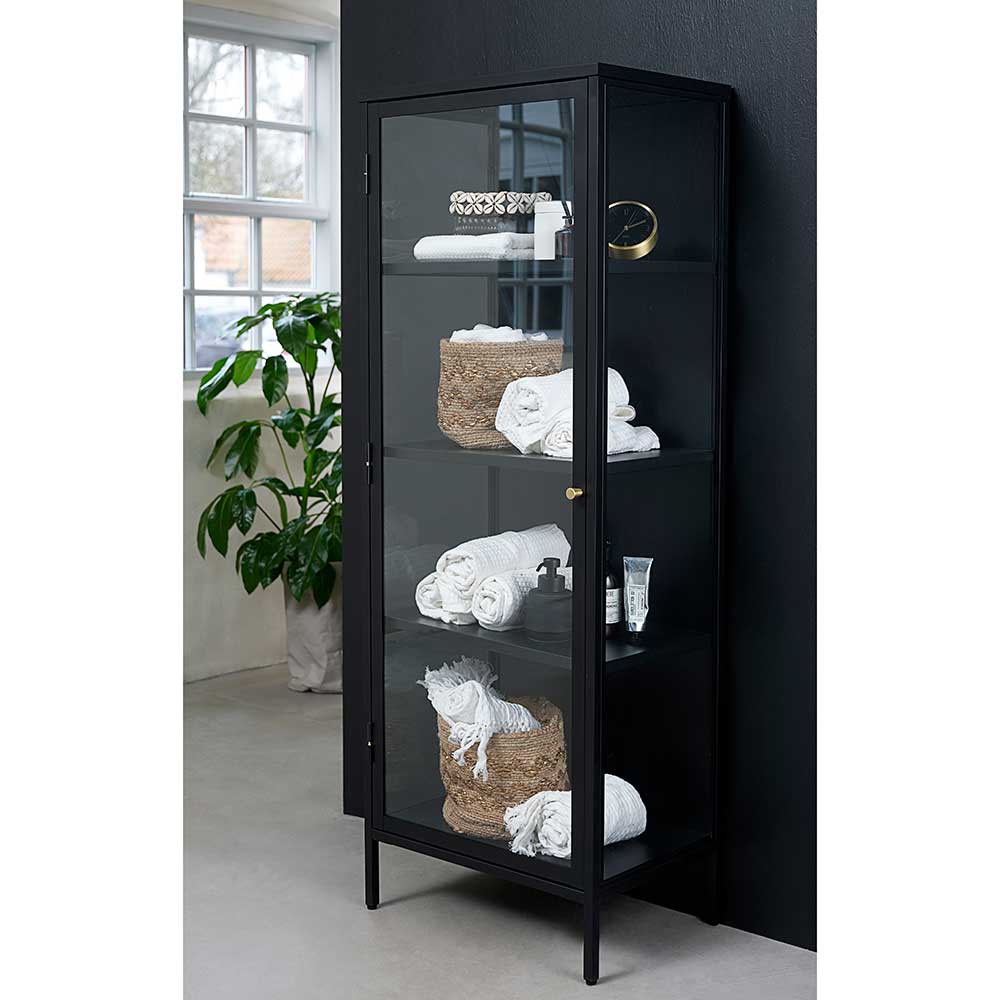 Industrial Vitrine aus Metall in Schwarz - Sitra