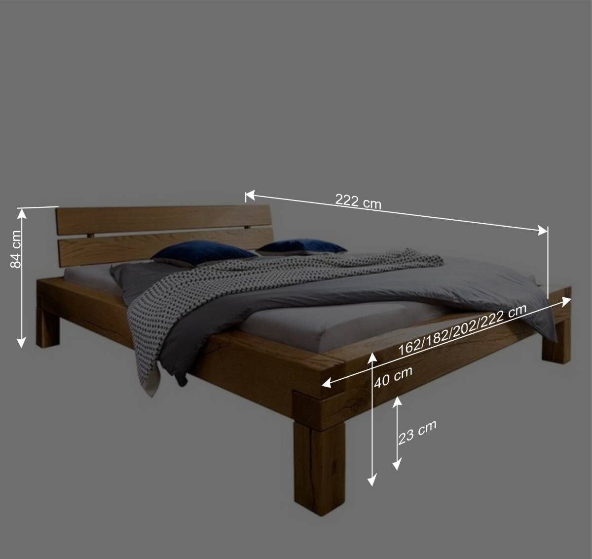 Geöltes Echtholz-Doppelbett aus Wildeiche - Cathedralo