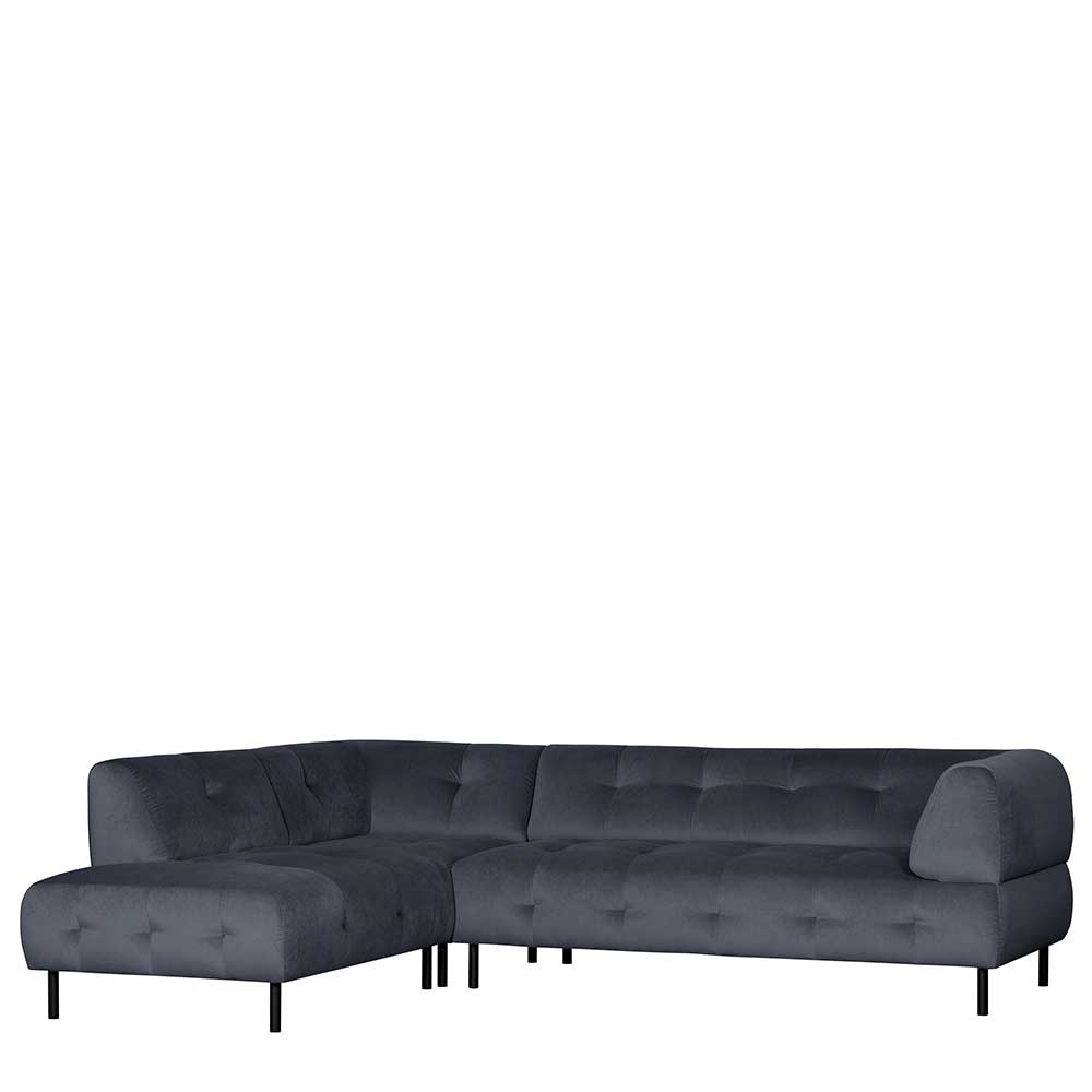 Samt L-Sofa in Dunkelgrau - Roccoss