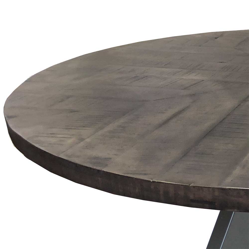 120cm runder Holz Esstisch in Grey Wash - Nicoletta