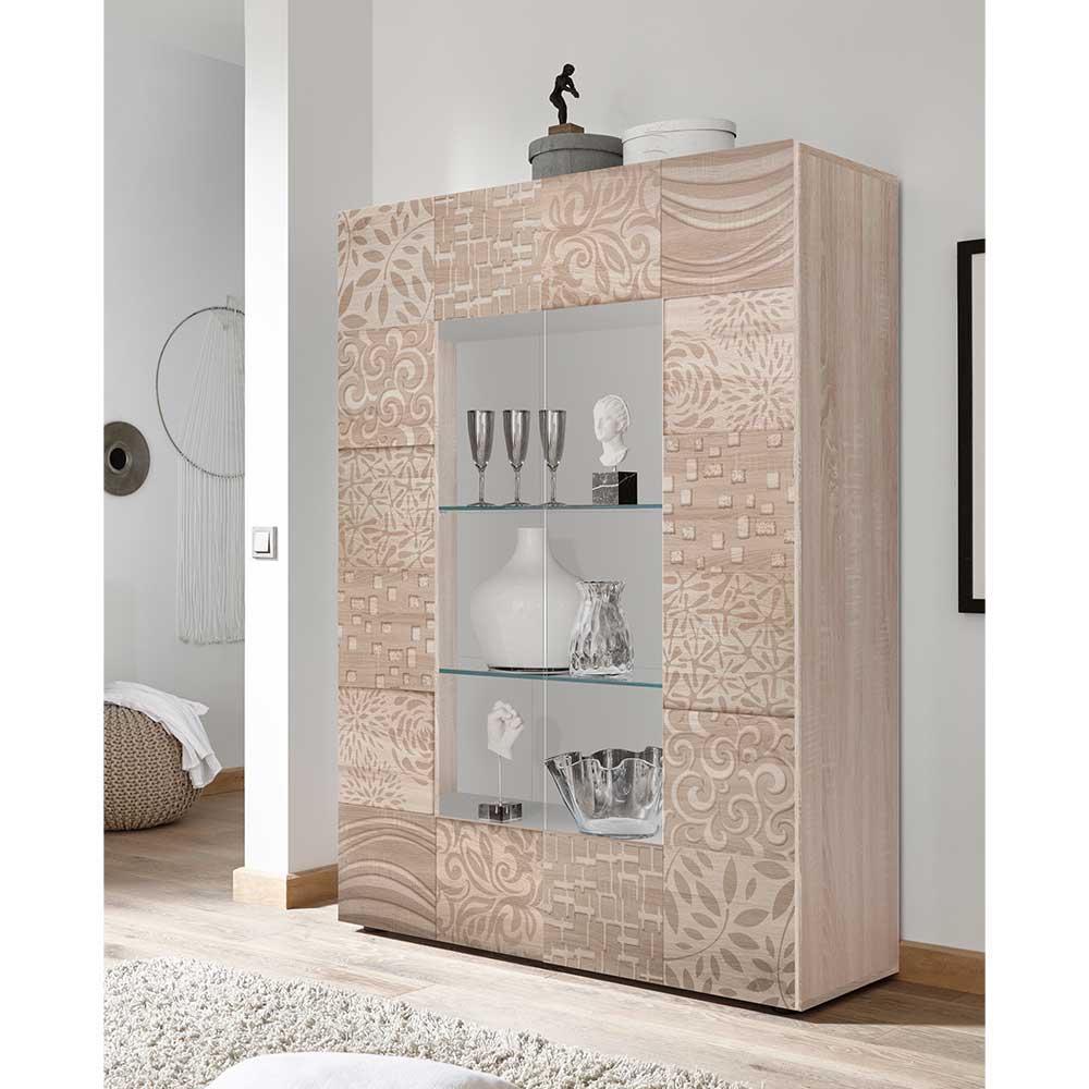 121x166x42 cm Vitrine mit Muster Print Front - Bielvas