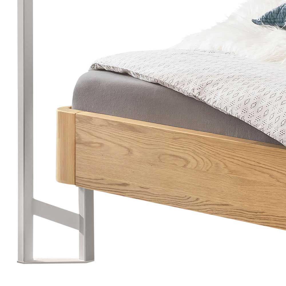 Modernes Himmelbett in Eiche Bianco & Weiß - Blackbeard