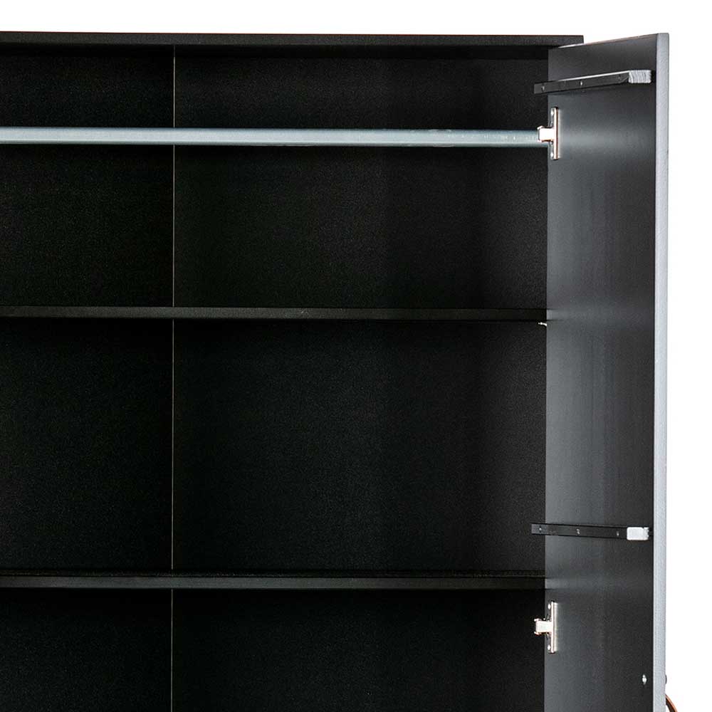 Teilmassiver 94x180x40 Kiefernholz Kleiderschrank in Schwarz - Ilvessino