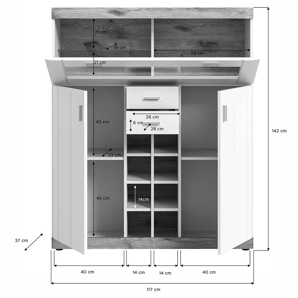 Barschrank mit Platz für 8 Flaschen - Hihat