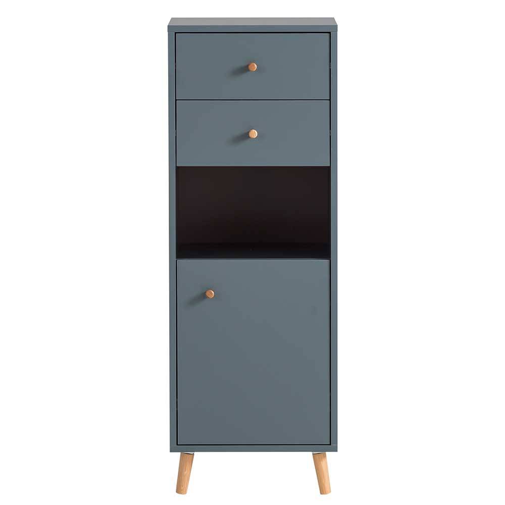 41x114x33 Badschrank in Petrol Blau in Eiche - Matrera