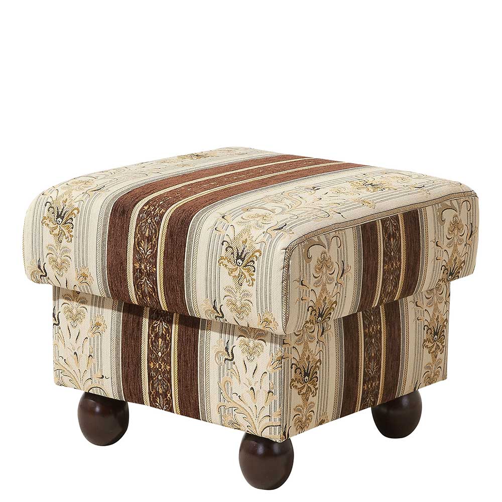 Gestreifter Hocker aus Chenille Beige Braun - Etrinas