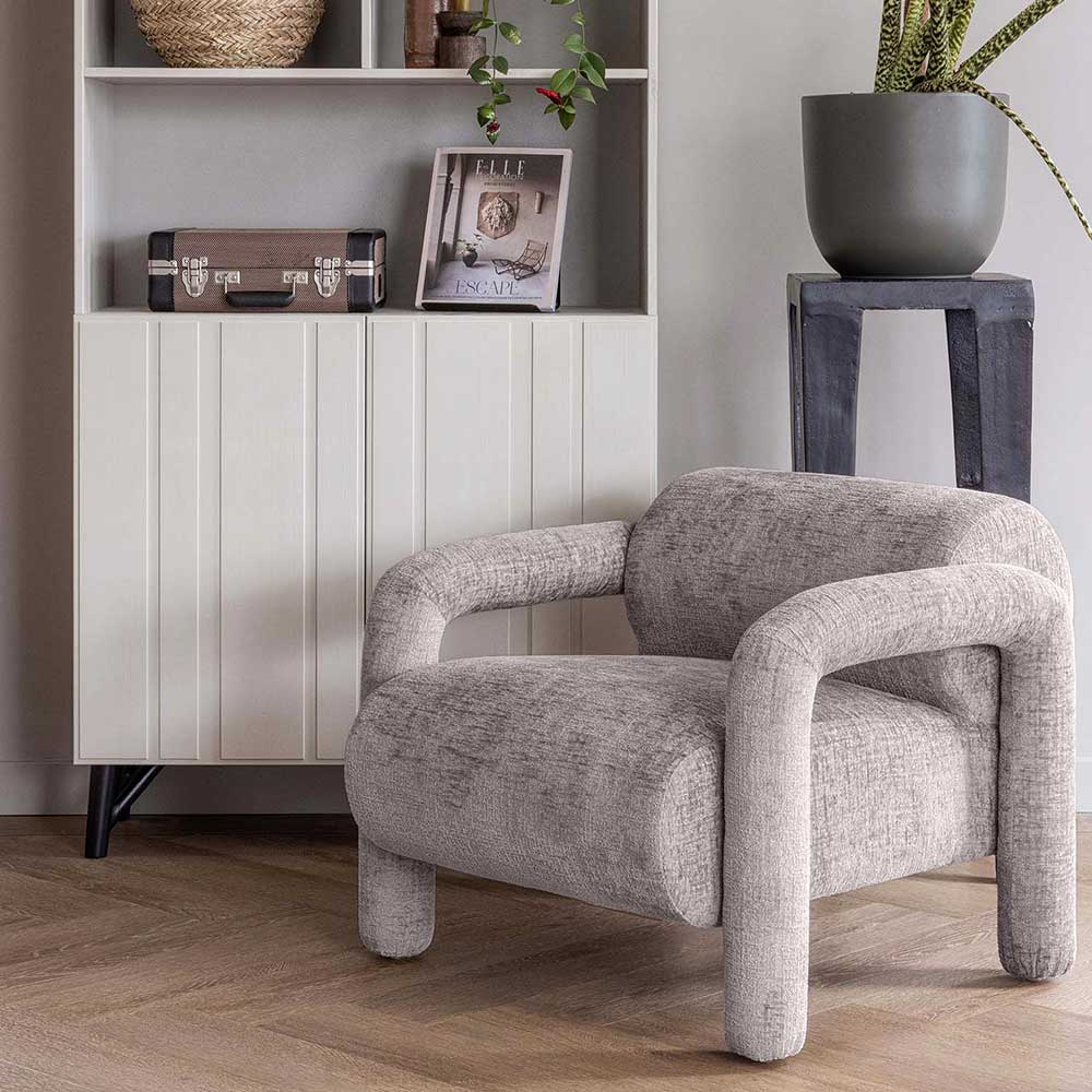 Cooler Designer Sessel in Beige Samt - Sestron