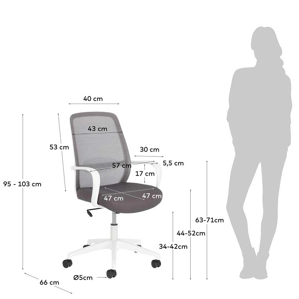 Moderner Bürostuhl in Grau & Weiß - Vahama