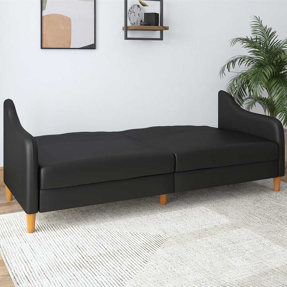 Kunstleder Schlafsofa in Schwarz - Marc