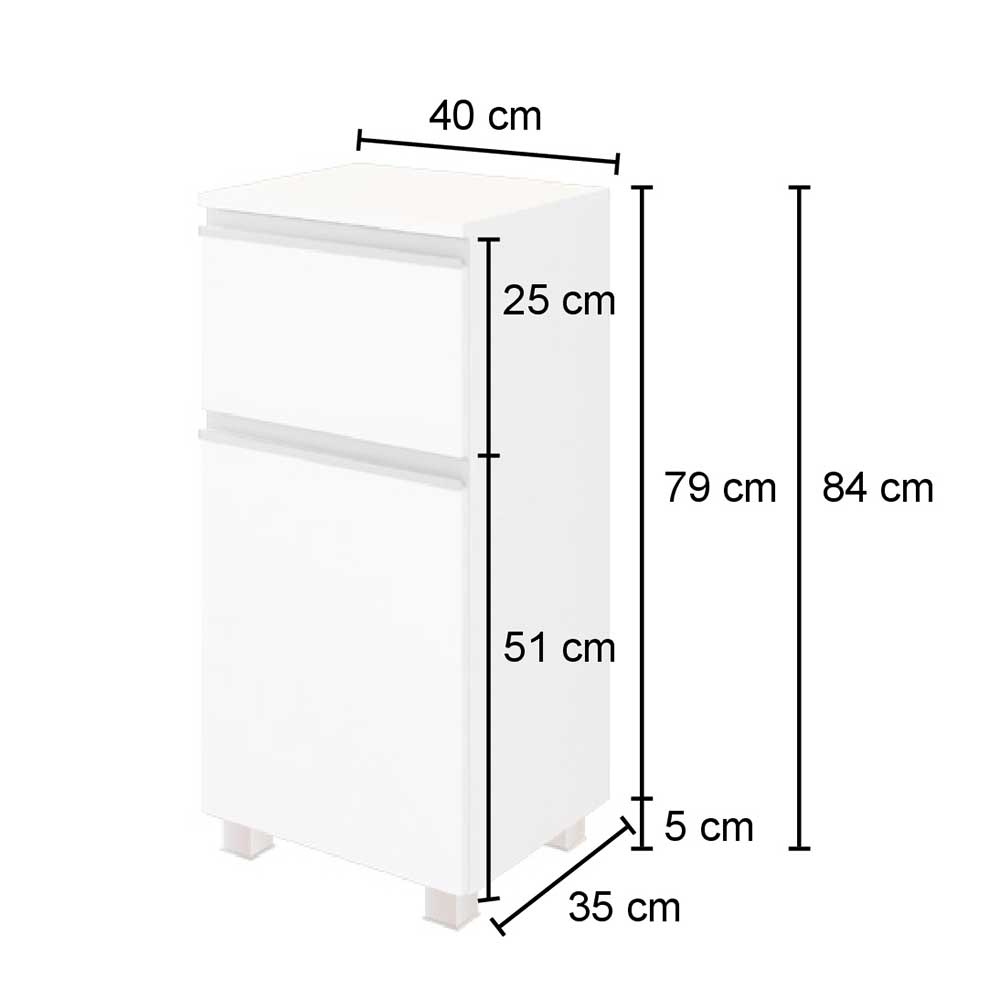 40x84x35 Bad Unterschrank für Stand- & Wandmontage - Nitusa