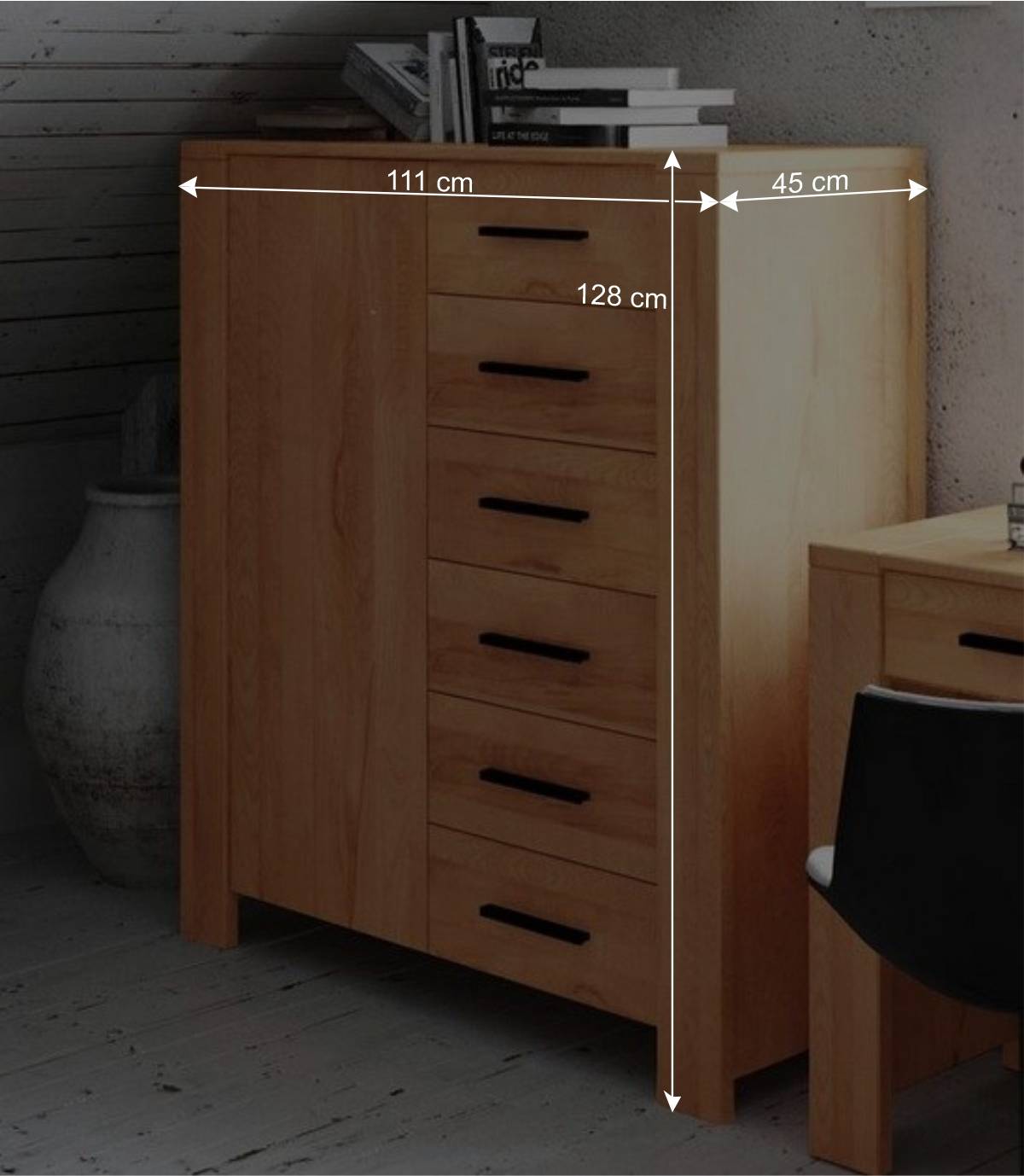 Schlafzimmer Kommode Mosniak mit Tür und Schubladen