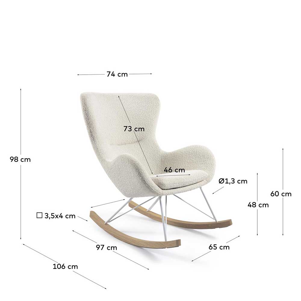 Schaukelsessel in Weiß Lammfell Optik - Lysandro