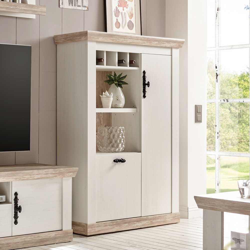 Günstiges Highboard im Scandi Chic Nedita in Weiß