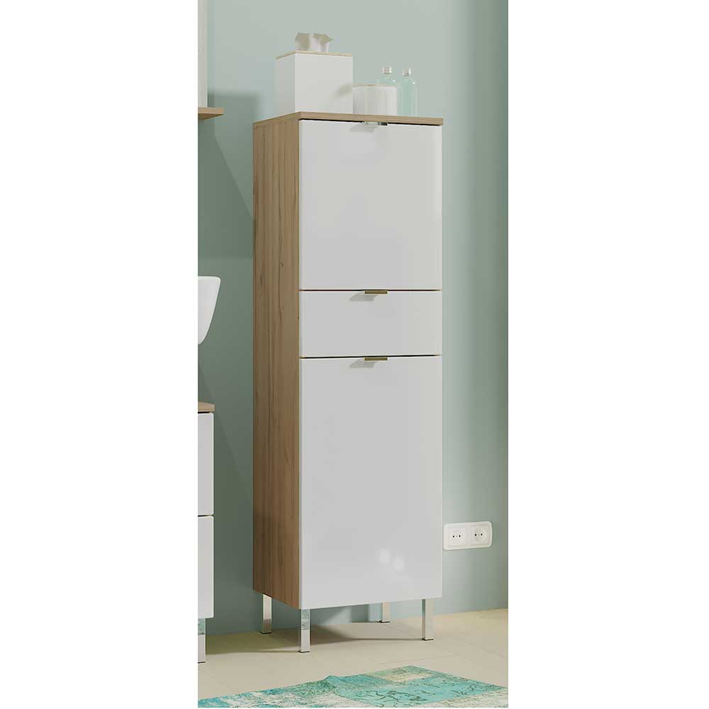 34x120x34 Badschrank 2-türig & Schublade - Narilos