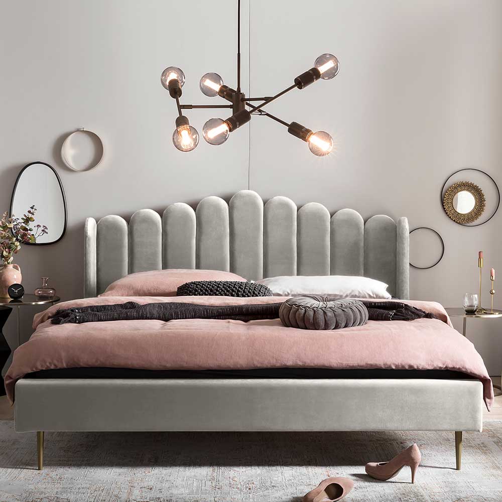 Retro Samtbett in Beige - Curomma