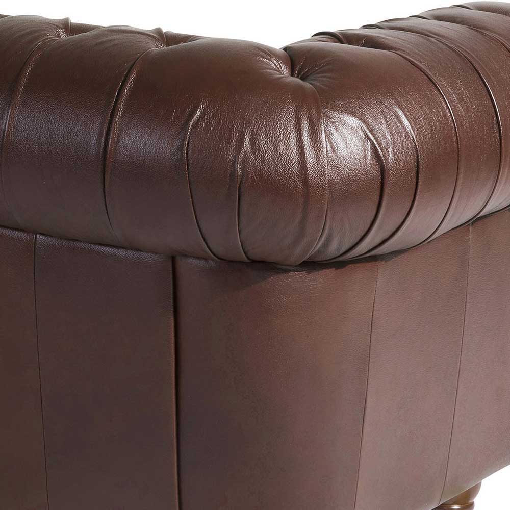 Chesterfield Sofa in Braun Wischleder - Cementa