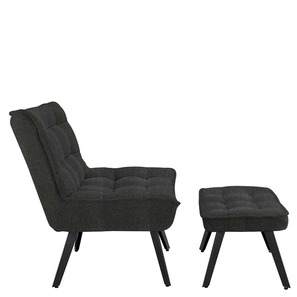 Lounge Sessel mit Hocker in Anthrazit - Mook (zweiteilig)