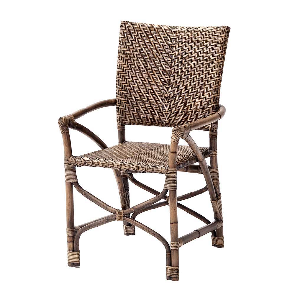 Hochwertiger Rattan Designstuhl Pietro in Braun (2er Set)