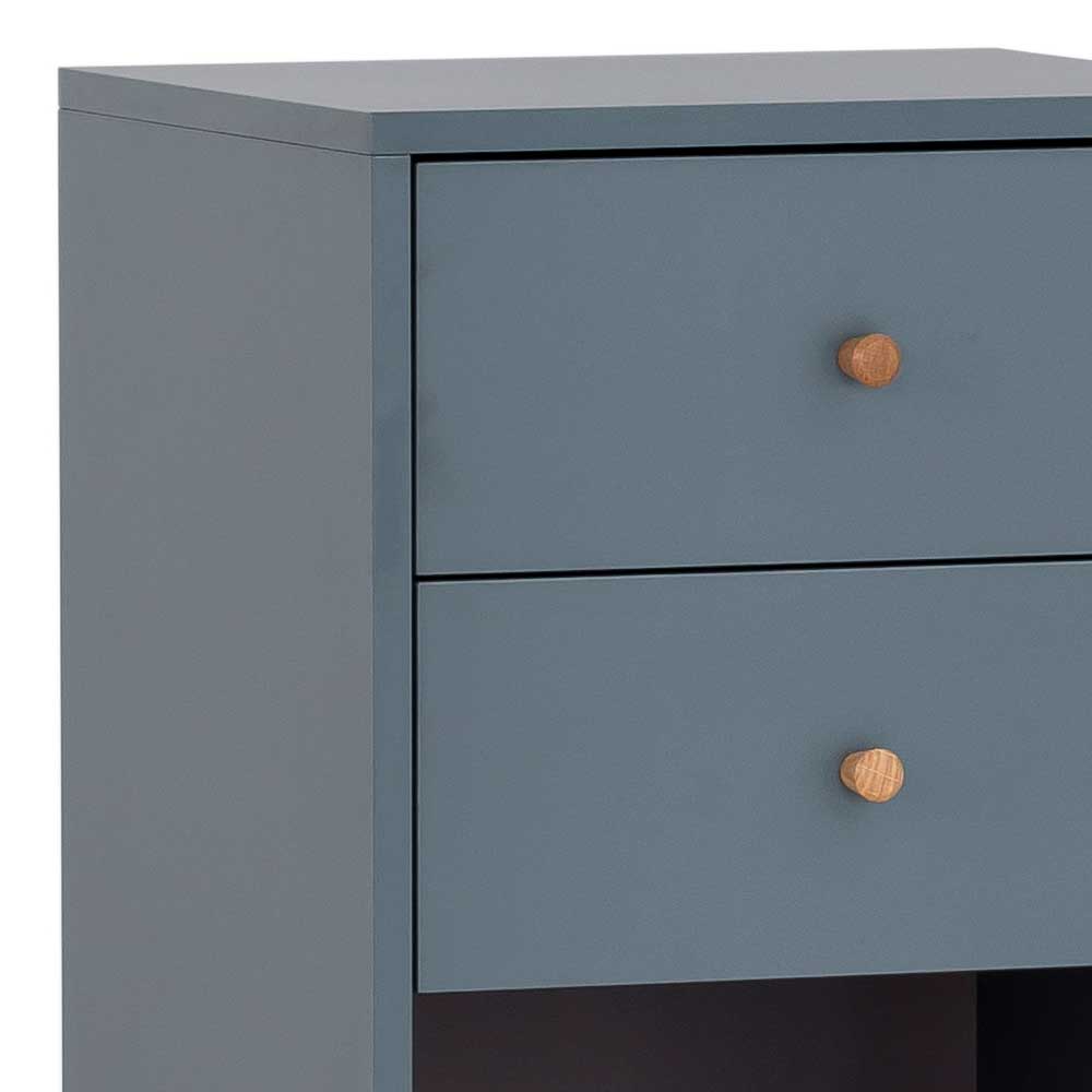 41x114x33 Badschrank in Petrol Blau in Eiche - Matrera