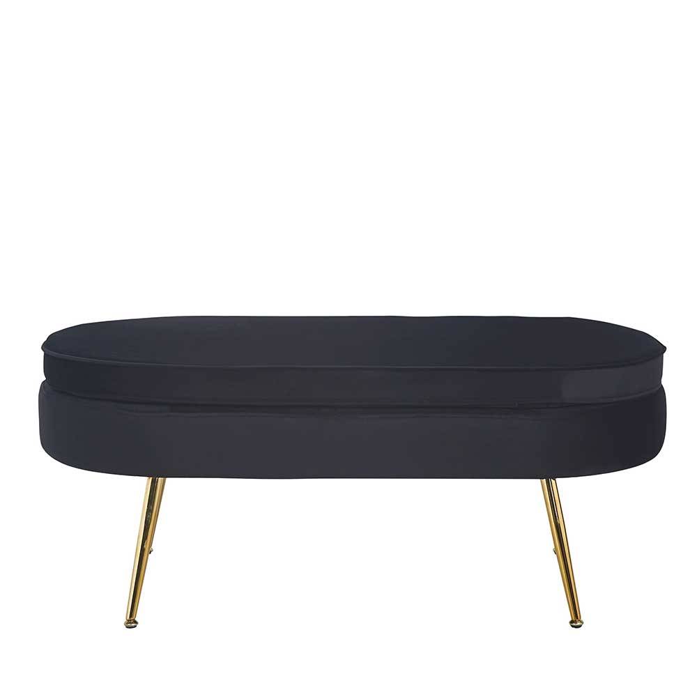 99x40x44 cm Retro Hocker in Schwarz Samt - Andy